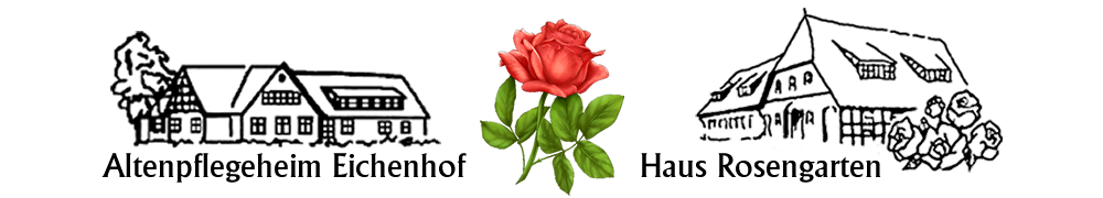 Altenpflegeheim Eichenhof und Haus Rosengarten – offizielle Logos beider Einrichtungen mit Rose
